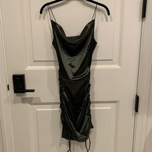 H&M green silk mini dress